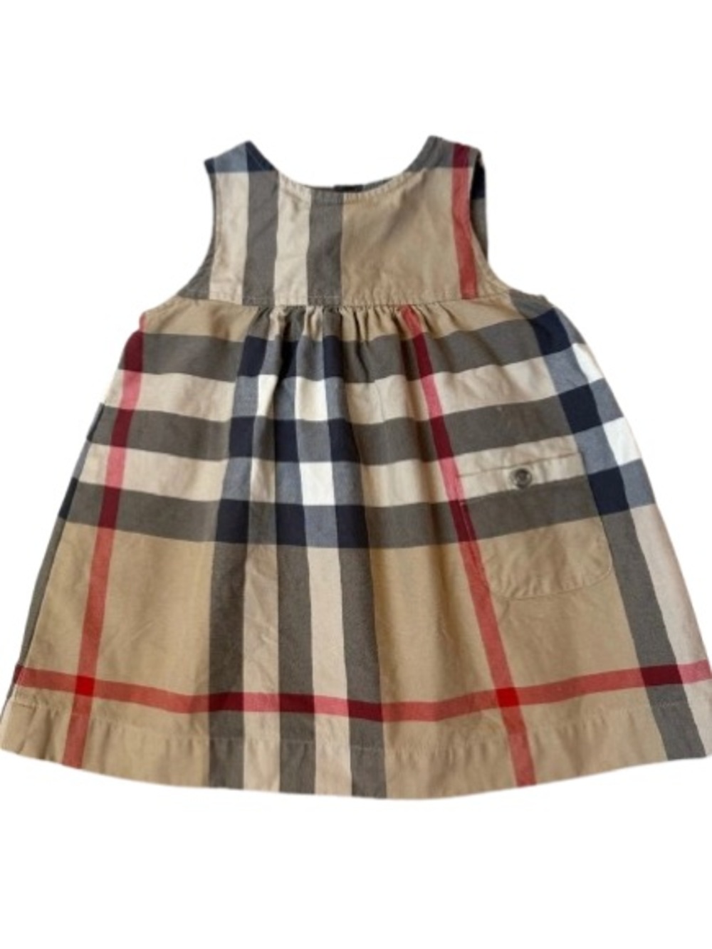 Authentic Burberry Classic Plaid Girl’s Dress in Beige and Red- Size 12-18months